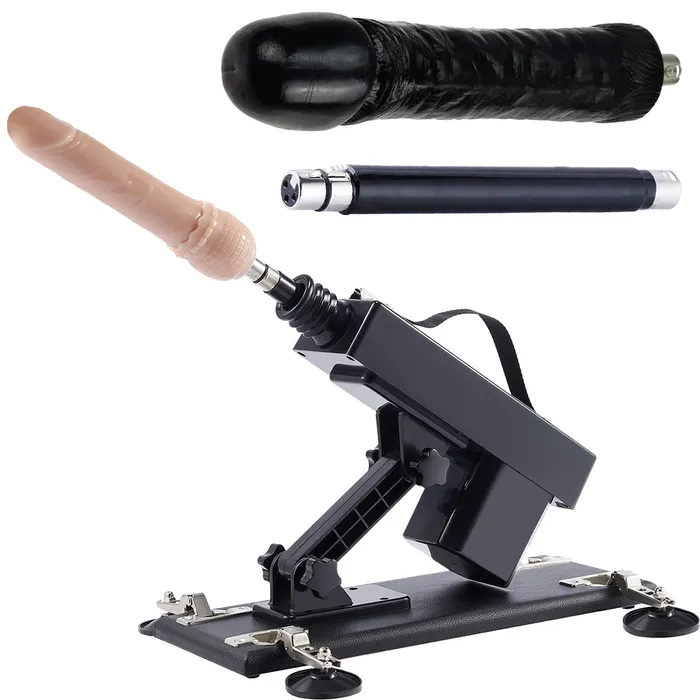 Female Sex Toys BeBuZZed Thunderdong Automatic THRUSTING Sex Machine Telescopic 3XLR 2x Dildos Pole