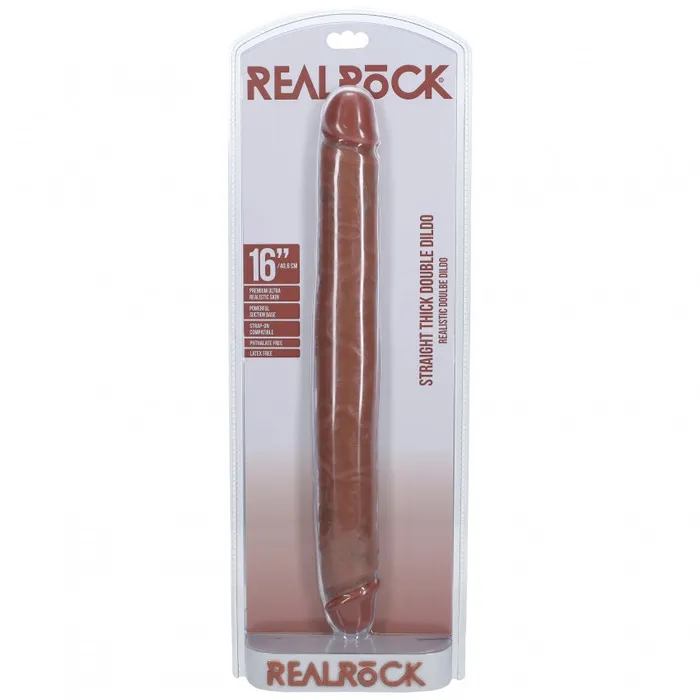 Female Sex Toys Realrock RealRock Ultra Realistic Skin Thick Double Ended Dong 16 406 cm Tan