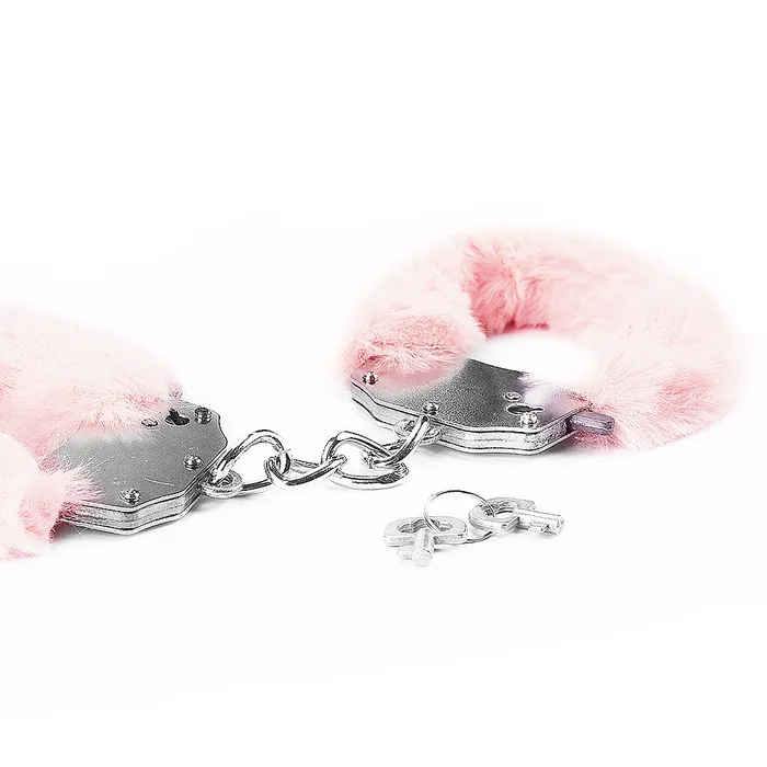 Lovetoy Couples | Lovetoy Fetish Fluffy Hand Cuffs BDSM Metal Restraints Bondage Handcuffs Pink