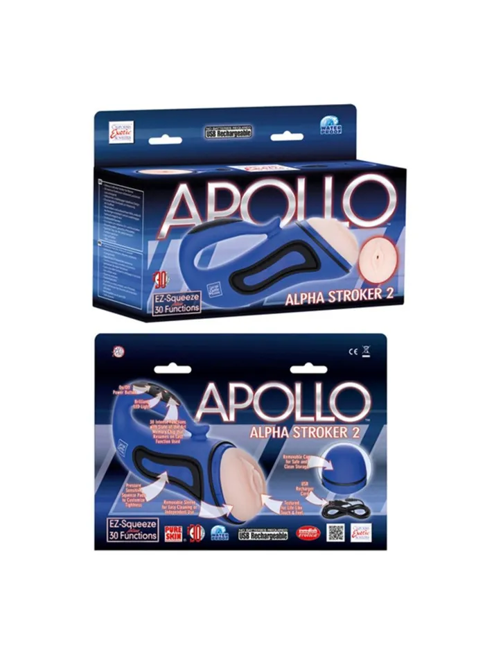 Male Sex Toys | CalExotics Apollo Alpha Stroker 2 Rechargeable Masturbator Vagina Blue