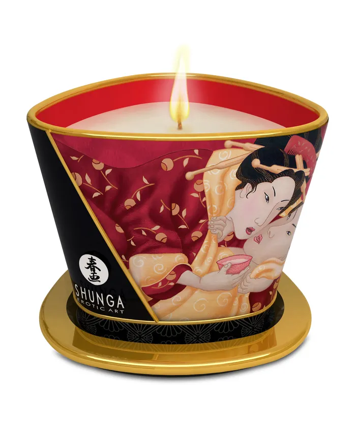 Massage Candle Romance Sparkling Strawberry Wine 57 Oz Shunga Couples