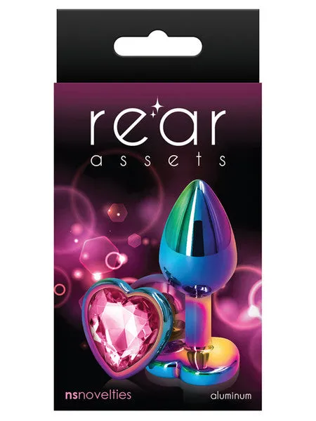 Rear Assets Multicolour Metal Butt Plug Heart Gem Pink Small | NS Novelties Anal