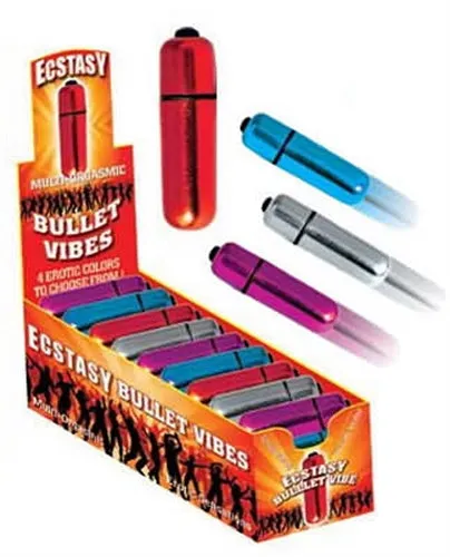 Vibrators Hott Products Ecstasy Bullet Vibes Assorted Colors 36 Pcs Per Display