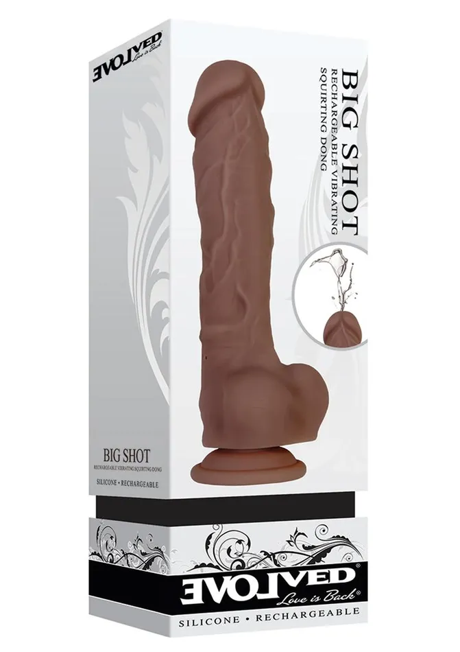 Evolved Female Sex Toys | Big Shot Rechargeable Silicone Vibrating Squirting Dong with Balls