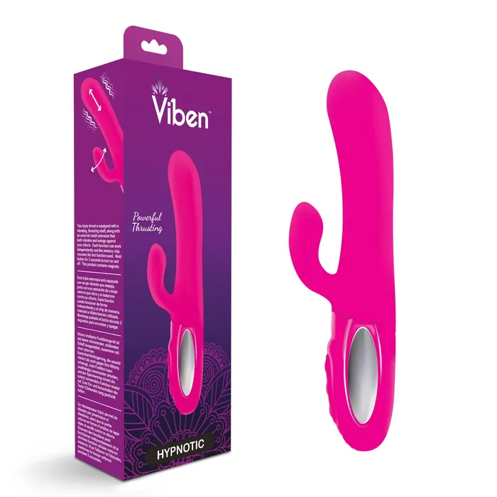 Hypnotic - Hot Pink - Thrusting Rabbit With Swinging Clitoral Stimulator | Viben Vibrators Hypnotic - Hot Pink - Thrusting Rabbit With Swinging Clitoral Stimulator | Viben Vibrators