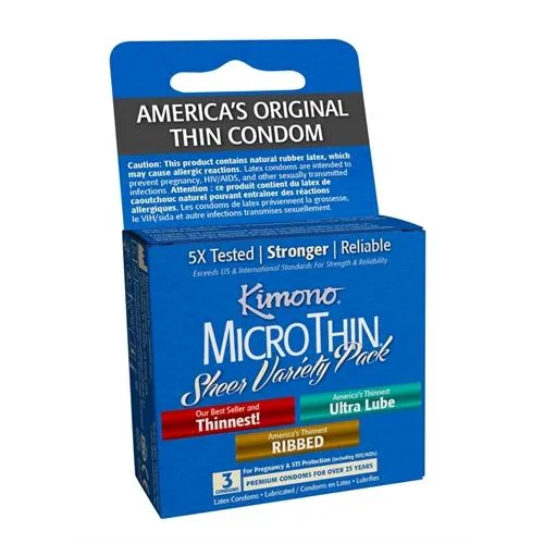 Kimono Microthin Sheer Variety Pack 3 Pack Kimono Condoms Enhancers
