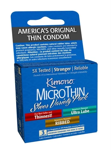Kimono Microthin Sheer Variety Pack - 3 Pack | Kimono Condoms Enhancers