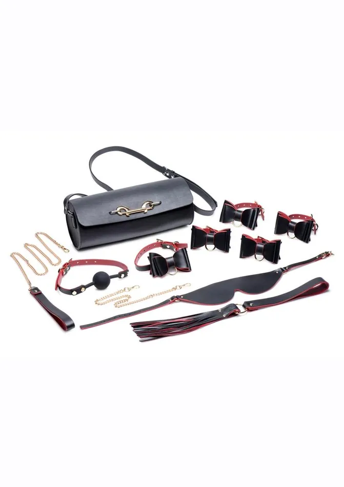 Master Series Black and Red Bow Bondage Set with Carrying Case Master Series Restraints Master Series Black and Red Bow Bondage Set with Carrying Case Master Series Restraints