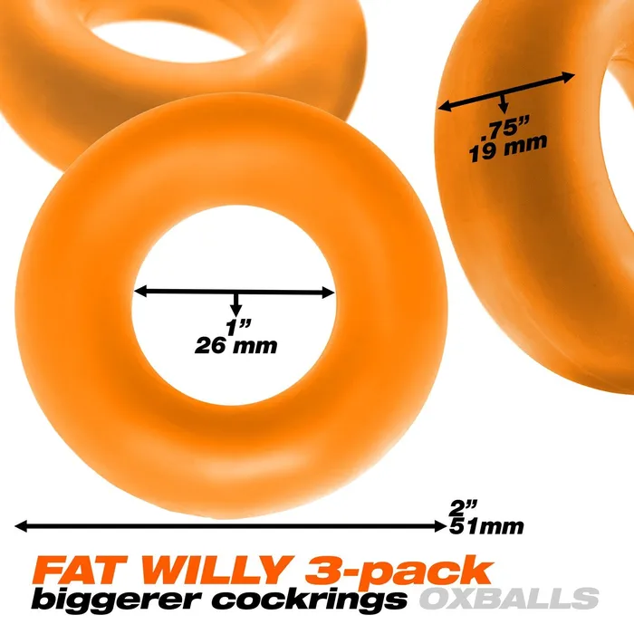 Oxballs Enhancers | Fat Willy 3-Pack Jumbo Cockring - Orange Oxballs Enhancers | Fat Willy 3-Pack Jumbo Cockring - Orange