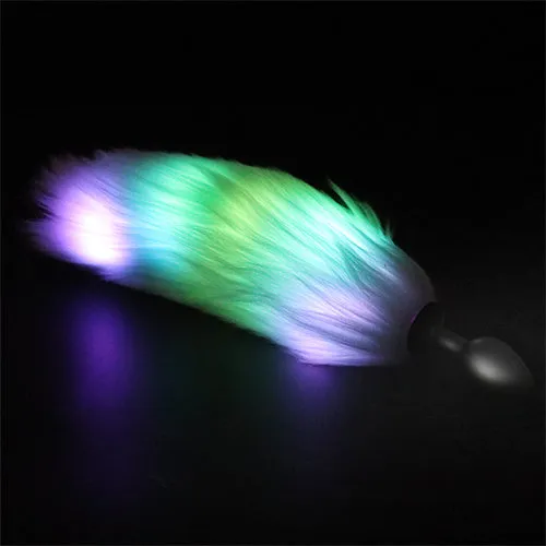 Aimitoy Anal | LED Light Tail Butt Plug Short Silicone Pink